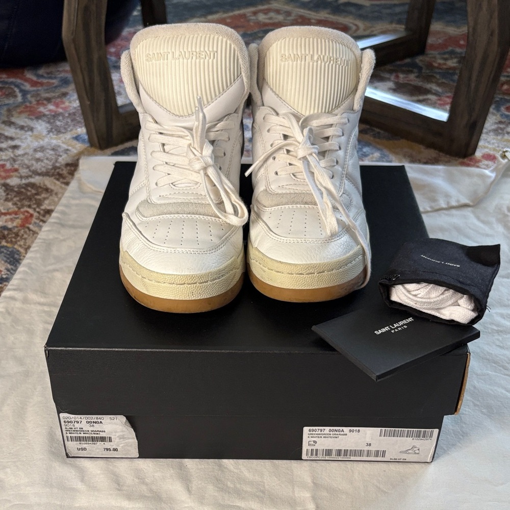 Saint Laurent Ivory Sneakers with Gum Sole